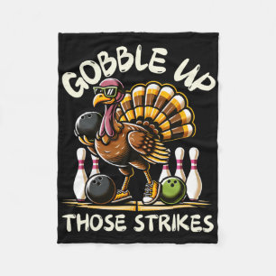 Funny Saying Turkey Playing Bowling Thanksgiving H Fleece Blanket