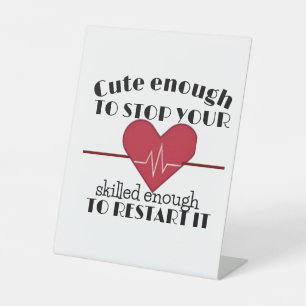 Funny saying Valentine's day cardiologist doctor Pedestal Sign