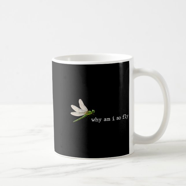 Funny Saying Why Am Fly Dragonfly Pun Insect Lover Coffee Mug (Right)