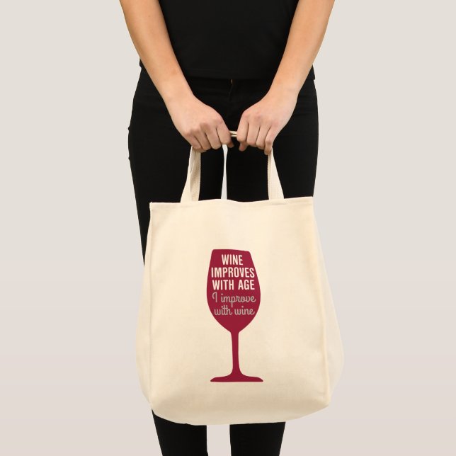 Funny Saying Wine Improves With Age Tote Bag (Front (Product))