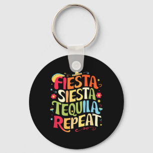 Funny Sayings Fiesta Siesta Repeat Cinco De Mayo  Key Ring
