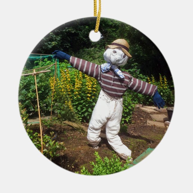 Funny scarecrow ceramic tree decoration (Front)