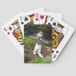 Funny scarecrow playing cards