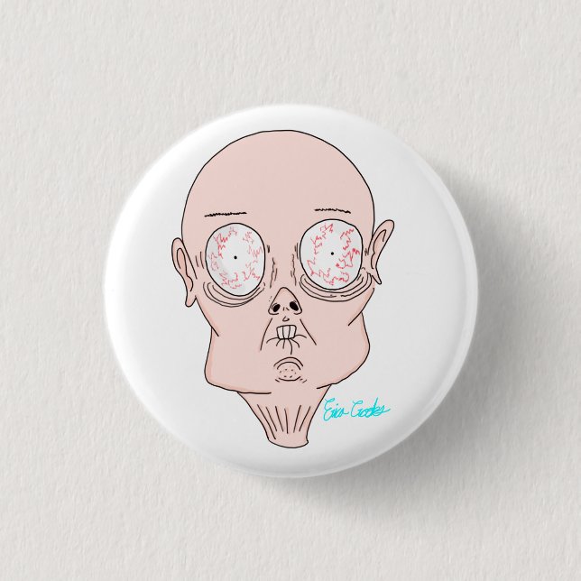 Funny scared cartoon face 3 cm round badge (Front)