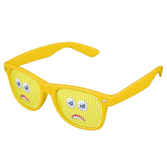 Funny Scared Emoji Yellow Retro Sunglasses (Angled)