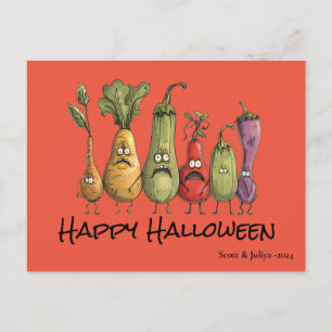 Funny scared veggie Halloween Postcard