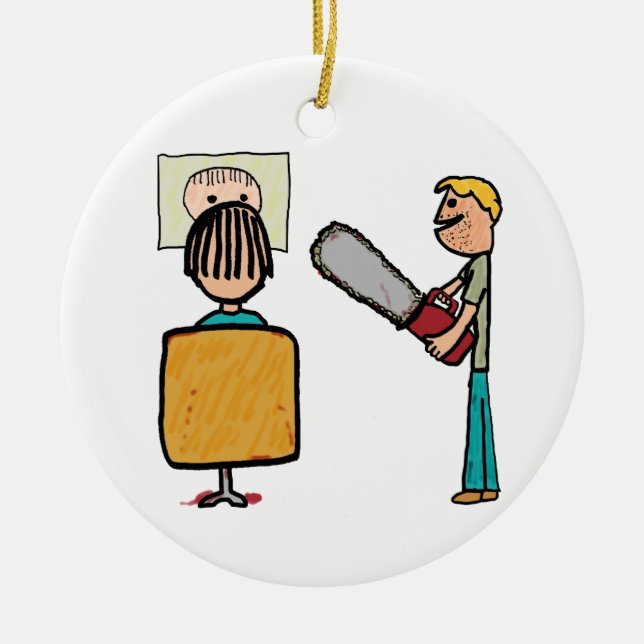 Funny Scary Barber Sweeney Todd Ceramic Tree Decoration (Front)