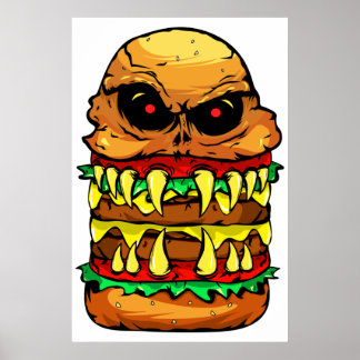 Funny Scary Cheese Burger  Poster
