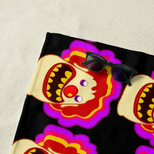 FUNNY SCARY CLOWN Beach Towels