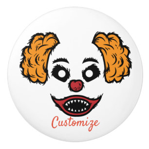 Funny Scary Clown Thunder_Cove Ceramic Knob