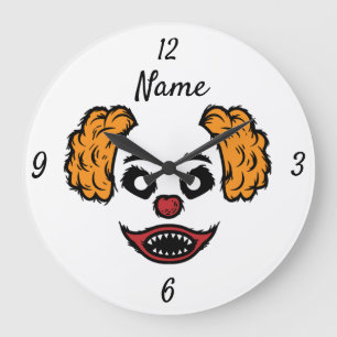 Funny Scary Clown Thunder_Cove Large Clock