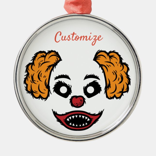 Funny Scary Clown Thunder_Cove  Metal Tree Decoration (Front)