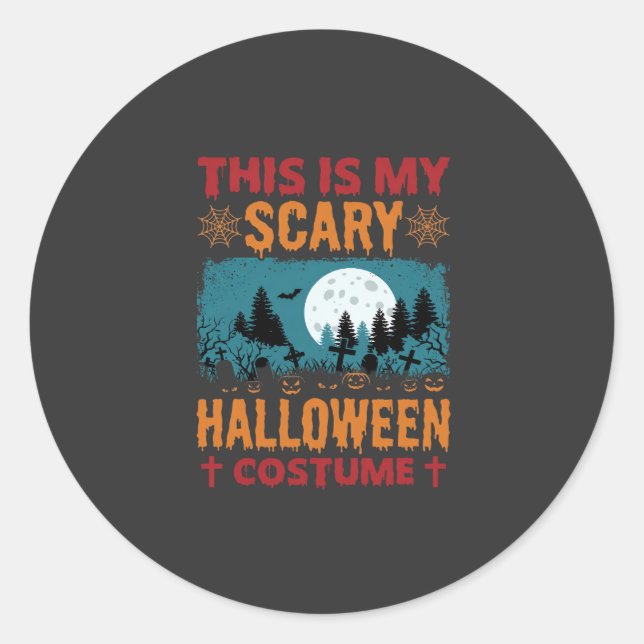 Funny Scary Halloween Costume Graveyard Moon Graph Classic Round Sticker (Front)