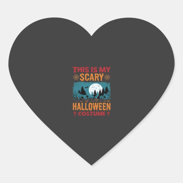 Funny Scary Halloween Costume Graveyard Moon Graph Heart Sticker (Front)