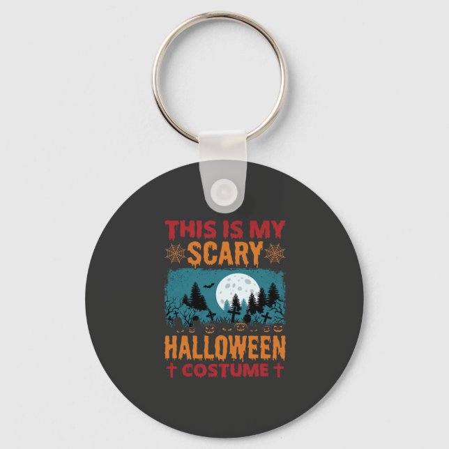 Funny Scary Halloween Costume Graveyard Moon Graph Key Ring (Front)