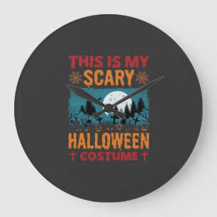 Funny Scary Halloween Costume Graveyard Moon Graph Large Clock