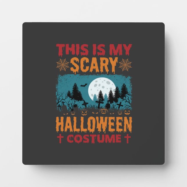Funny Scary Halloween Costume Graveyard Moon Graph Plaque (Front)