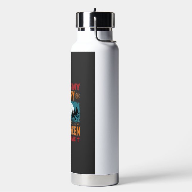Funny Scary Halloween Costume Graveyard Moon Graph Water Bottle (Left)