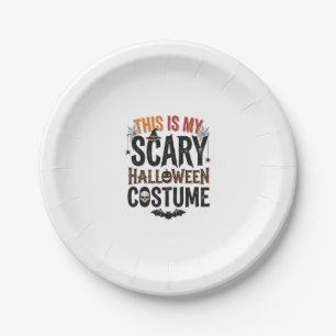 Funny Scary Halloween Costume Vintage Shirt Design Paper Plate