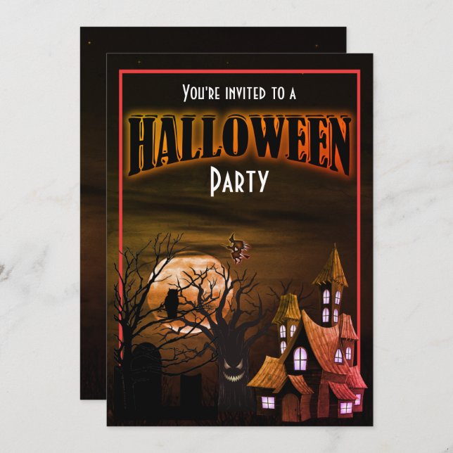 Funny Scary Halloween Party Invitation (Front/Back)
