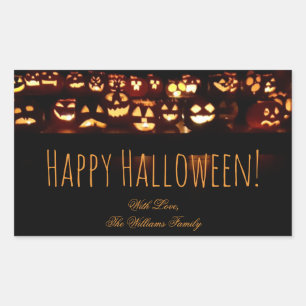 Funny Scary Halloween Pumpkins Photography Rectangular Sticker