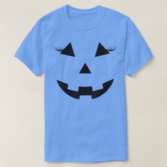 funny scary jack o' lantern Face with eyelashes fo T-Shirt (Design Front)