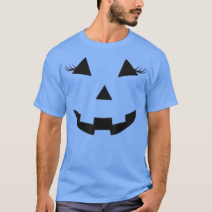 funny scary jack o' lantern Face with eyelashes fo T-Shirt
