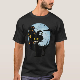 Funny Scary Night Cat, Cat Black Halloween Pumpkin T-Shirt