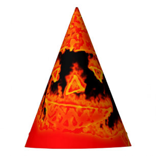 Funny Scary Orange Fire Flames Halloween Pumpkin Party Hat