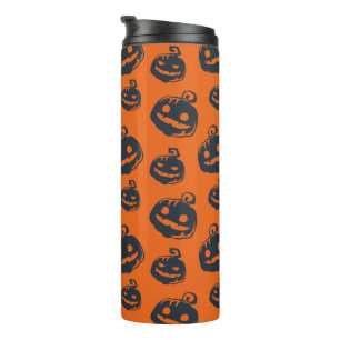 Funny Scary Pumpkin Faces Halloween  Thermal Tumbler