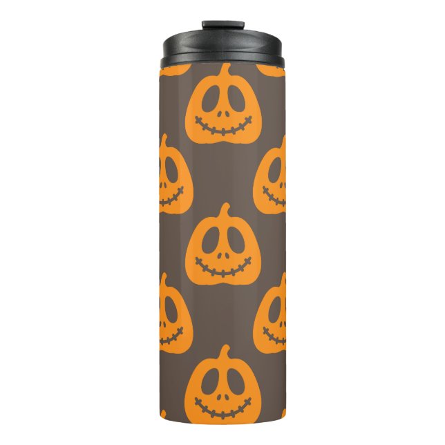 Funny Scary Pumpkin Smile Faces  Thermal Tumbler (Front)