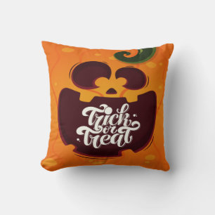 Funny Scary Pumpkin Trick or Treat Cushion