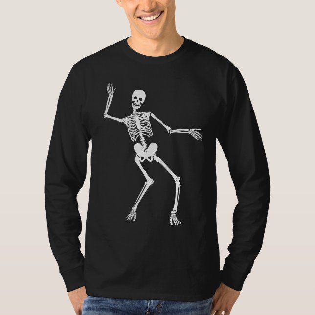 Funny Scary Skeleton Halloween Day of The Dead T-Shirt (Front)