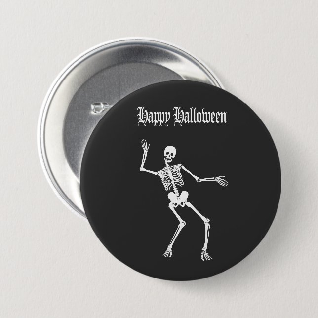 Funny Scary Skeleton Happy Halloween 7.5 Cm Round Badge (Front & Back)