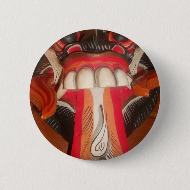 Funny Scary Weird Tongue Halloween Mask 6 Cm Round Badge (Front)