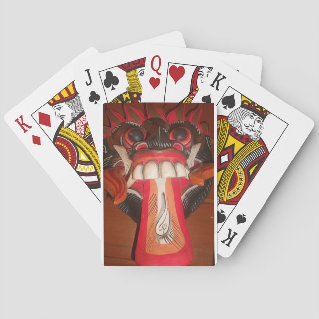 Funny Scary Weird Tongue Halloween Mask Playing Cards (Back)