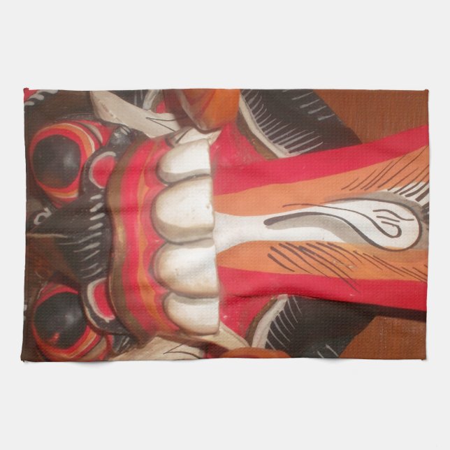Funny Scary Weird Tongue Halloween Mask Tea Towel (Horizontal)