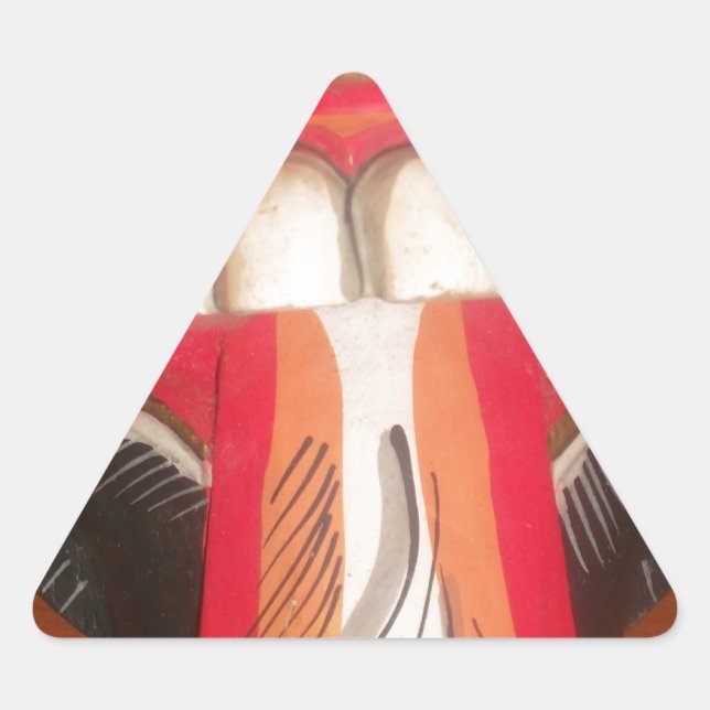 Funny Scary Weird Tongue Halloween Mask Triangle Sticker (Front)