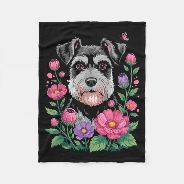 Funny Schnauzer Art For Women Schnauzer Dog Lover  Fleece Blanket (Front)