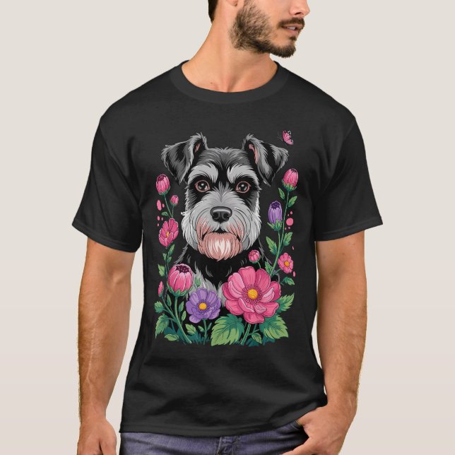 Funny Schnauzer Art For Women Schnauzer Dog Lover  T-Shirt (Front)