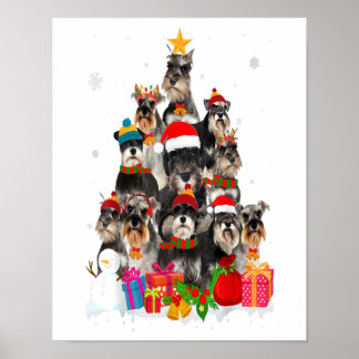 Funny Schnauzer Christmas Tree Pet DOG Lover Gift Poster