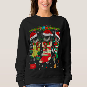 Funny Schnauzer Christmas Tree Socks Dog Lover Xma Sweatshirt
