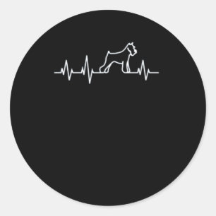 Funny Schnauzer Heartbeat Gift Classic Round Sticker