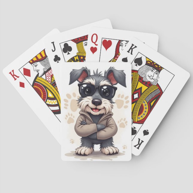Funny Schnauzer Kawaii Dog Playing Cards (Back)