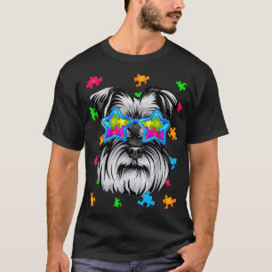 Funny Schnauzer Puzzle Autism Awareness Dog Lover T-Shirt