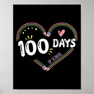 Funny School Boys Girls Kids 100 Days Of School Te Poster