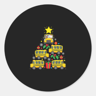 funny school bus driver christmas tree ornament classic round sticker