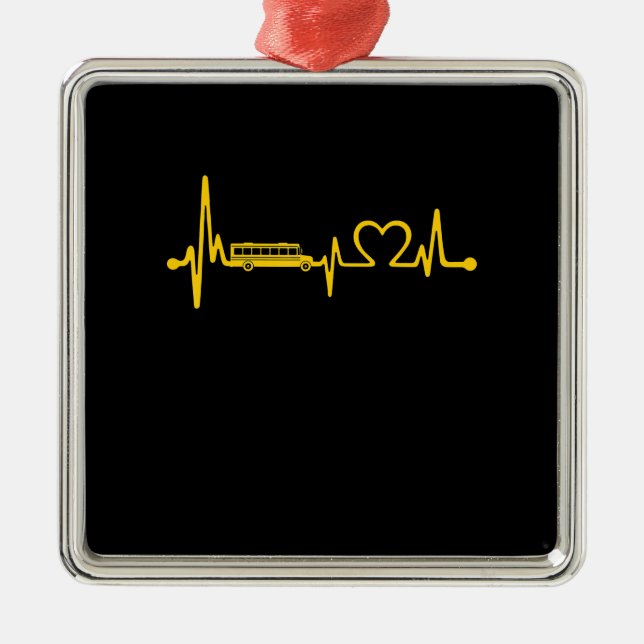 funny school bus driver gift  love school bus metal tree decoration (Front)