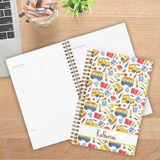 Funny School Bus Go Back To School Name Pattern Planner (Creator Uploaded)