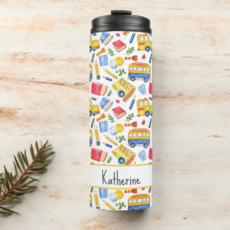 Funny School Bus Go Back To School Name Pattern Thermal Tumbler